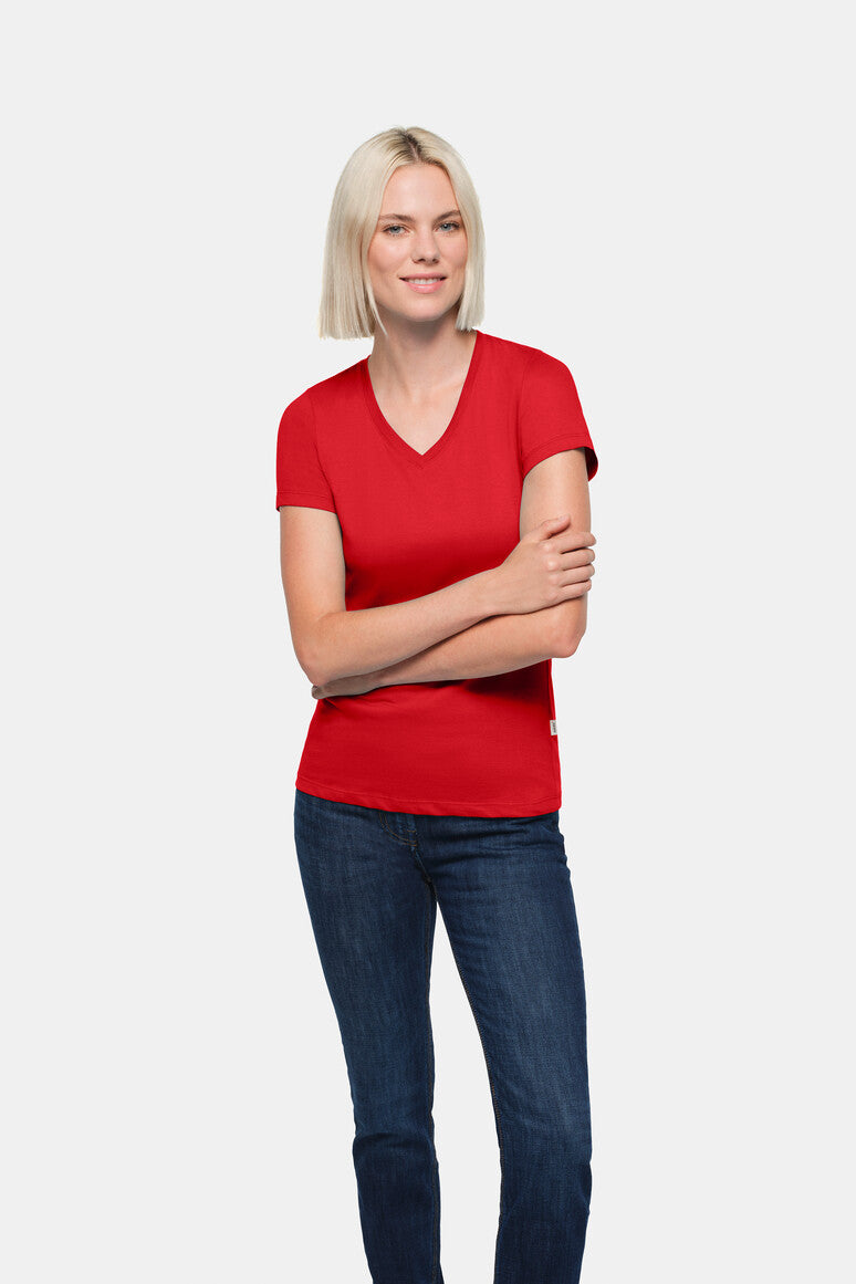 HAKRO Damen V-Shirt Classic rot