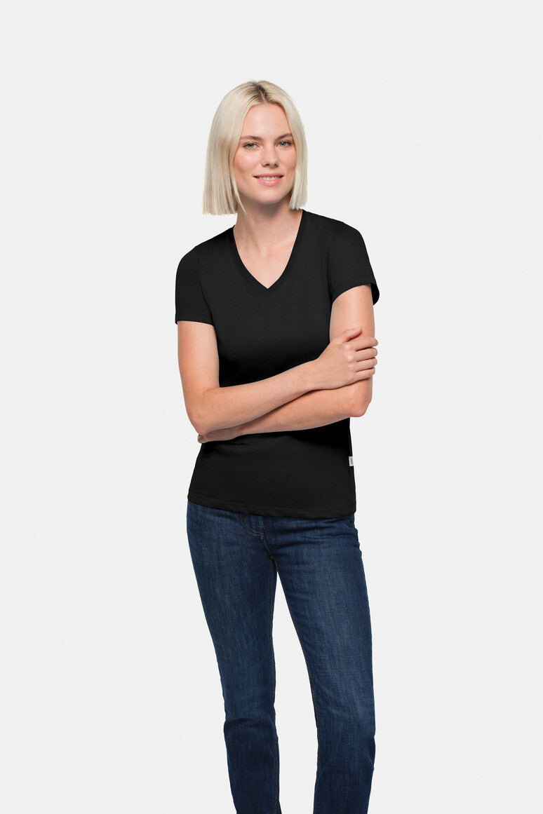 HAKRO Damen V-Shirt Classic schwarz