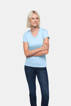 HAKRO Damen V-Shirt Classic eisblau