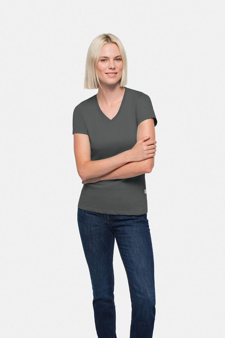 HAKRO Damen V-Shirt Classic anthrazit