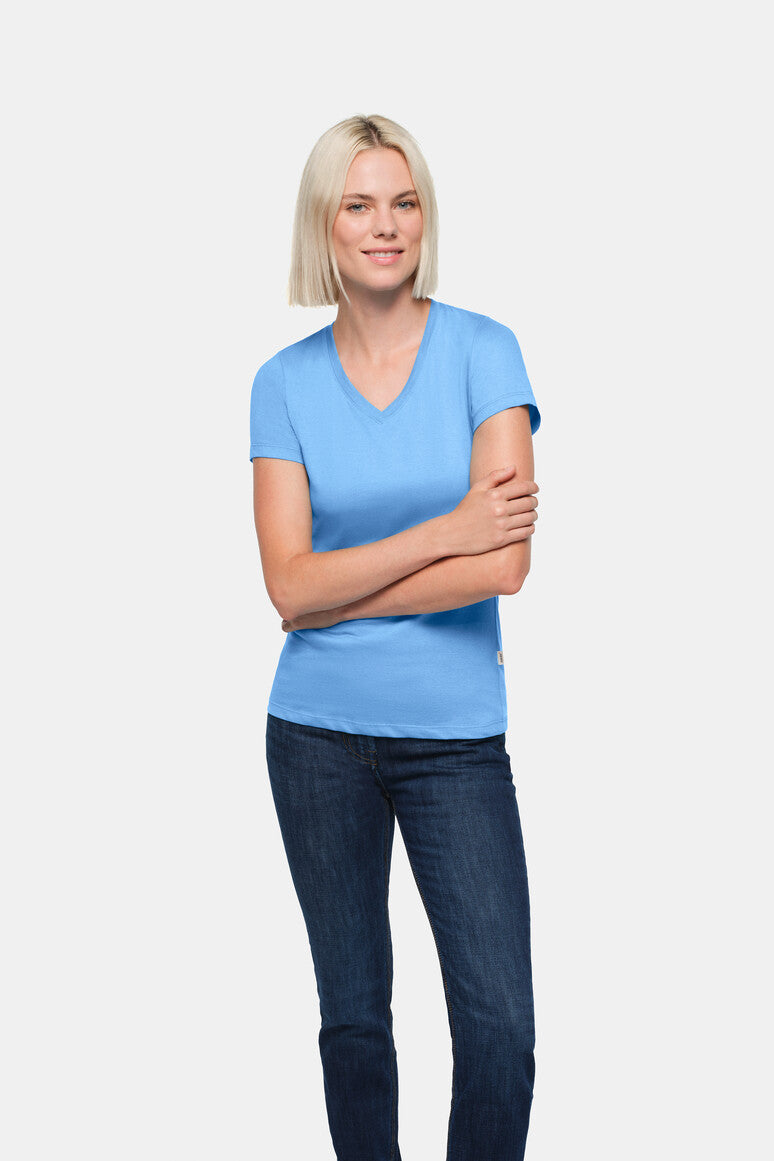HAKRO Damen V-Shirt Classic malibublau