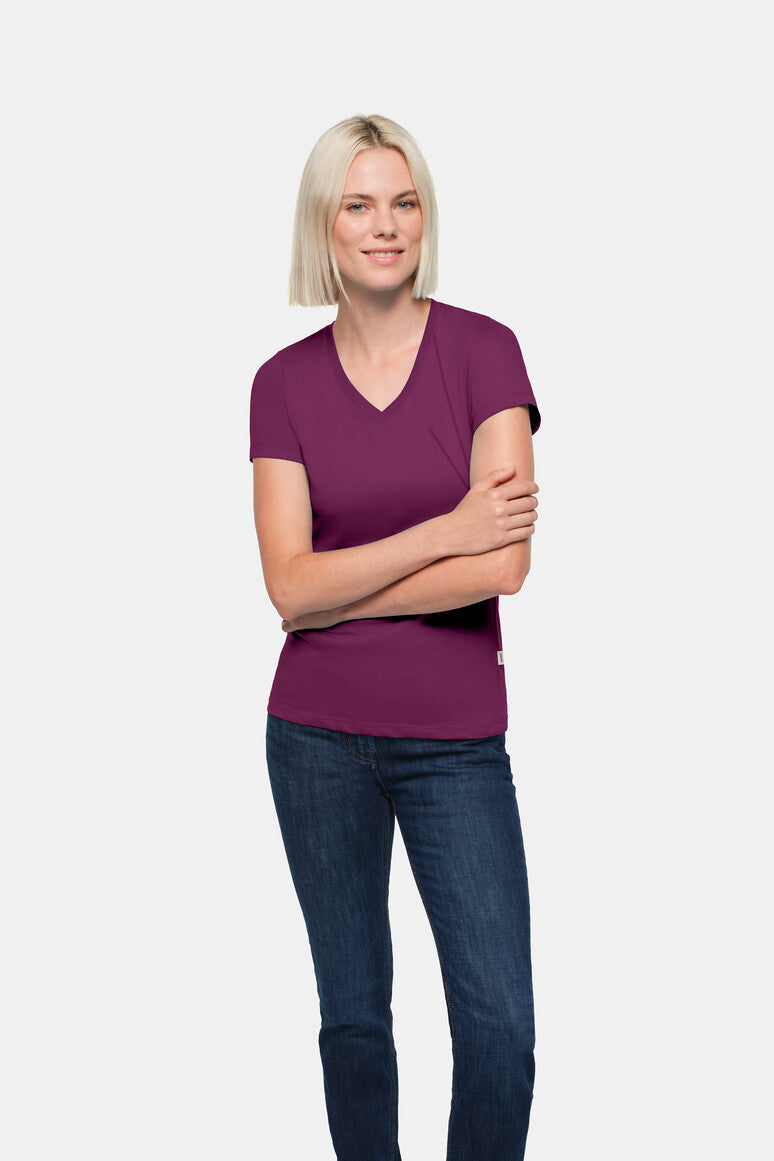 HAKRO Damen V-Shirt Classic aubergine