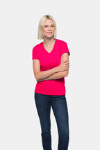 HAKRO Damen V-Shirt Classic magenta