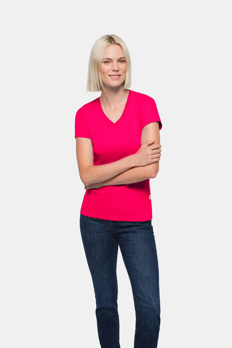 HAKRO Damen V-Shirt Classic magenta