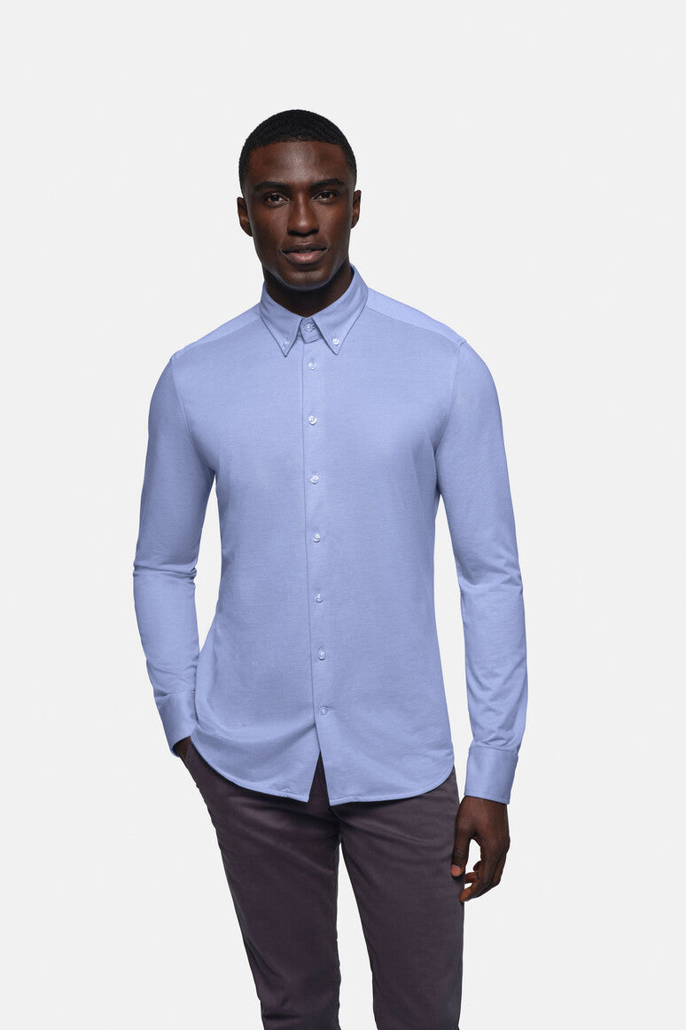 HAKRO Hemd Natural Stretch Regular ozeanblau