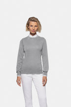 HAKRO Damen Pullover Merino-Wolle grau meliert
