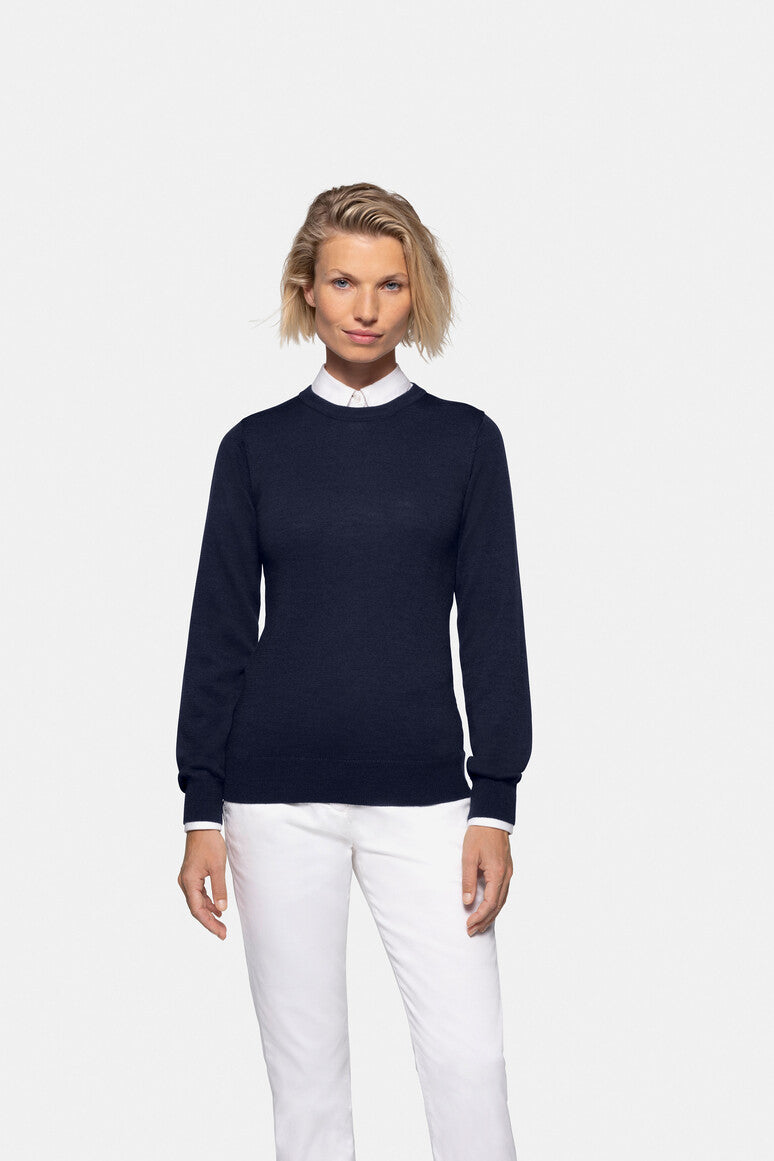 HAKRO Damen Pullover Merino-Wolle tinte