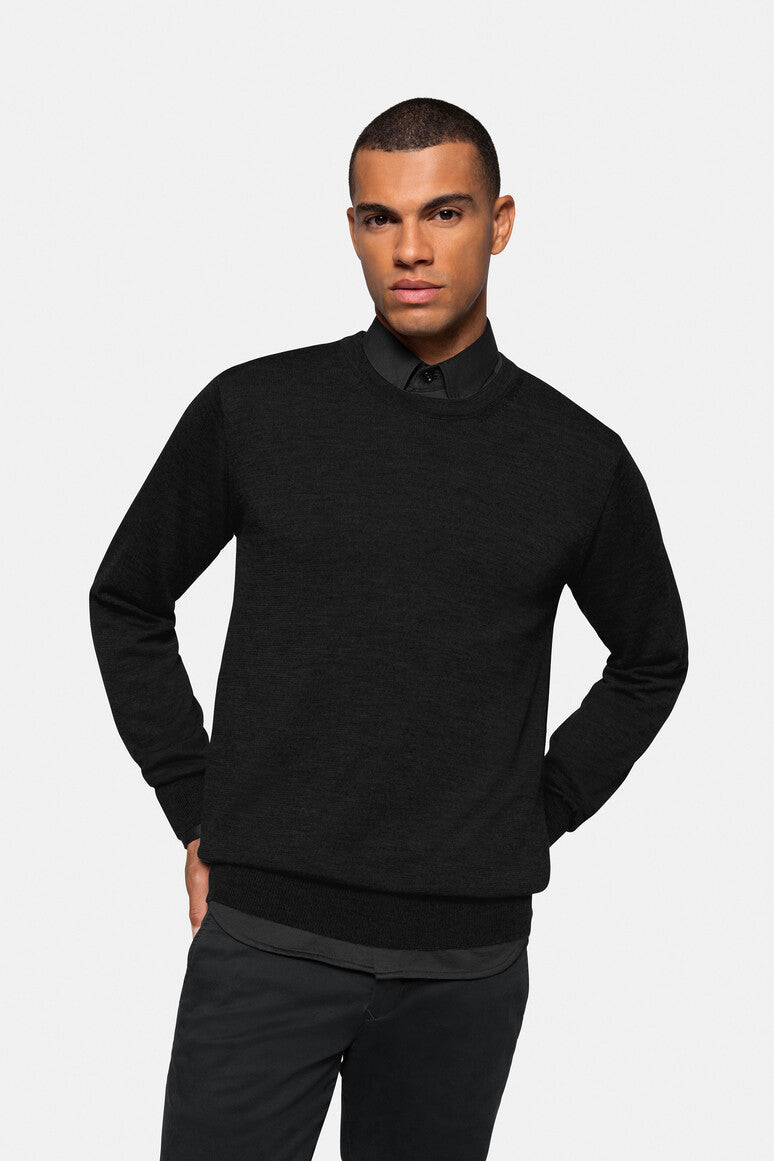 HAKRO Pullover Merino-Wolle schwarz