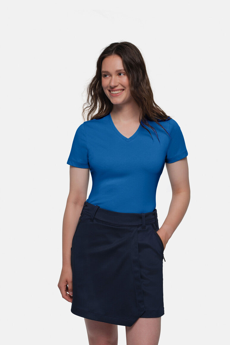 HAKRO Cotton Tec® Damen V-Shirt royalblau
