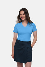 HAKRO Cotton Tec® Damen V-Shirt malibublau