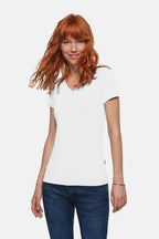 HAKRO Damen V-Shirt Stretch weiß