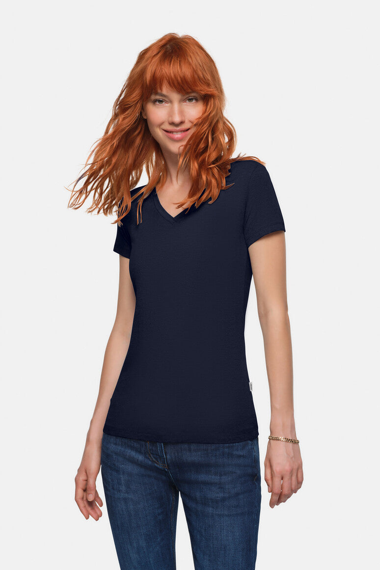 HAKRO Damen V-Shirt Stretch tinte