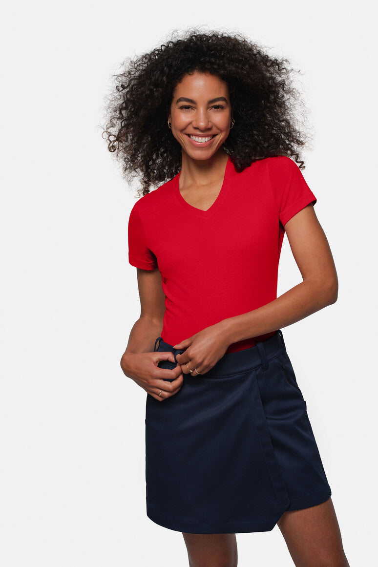 HAKRO Damen V-Shirt Mikralinar® rot