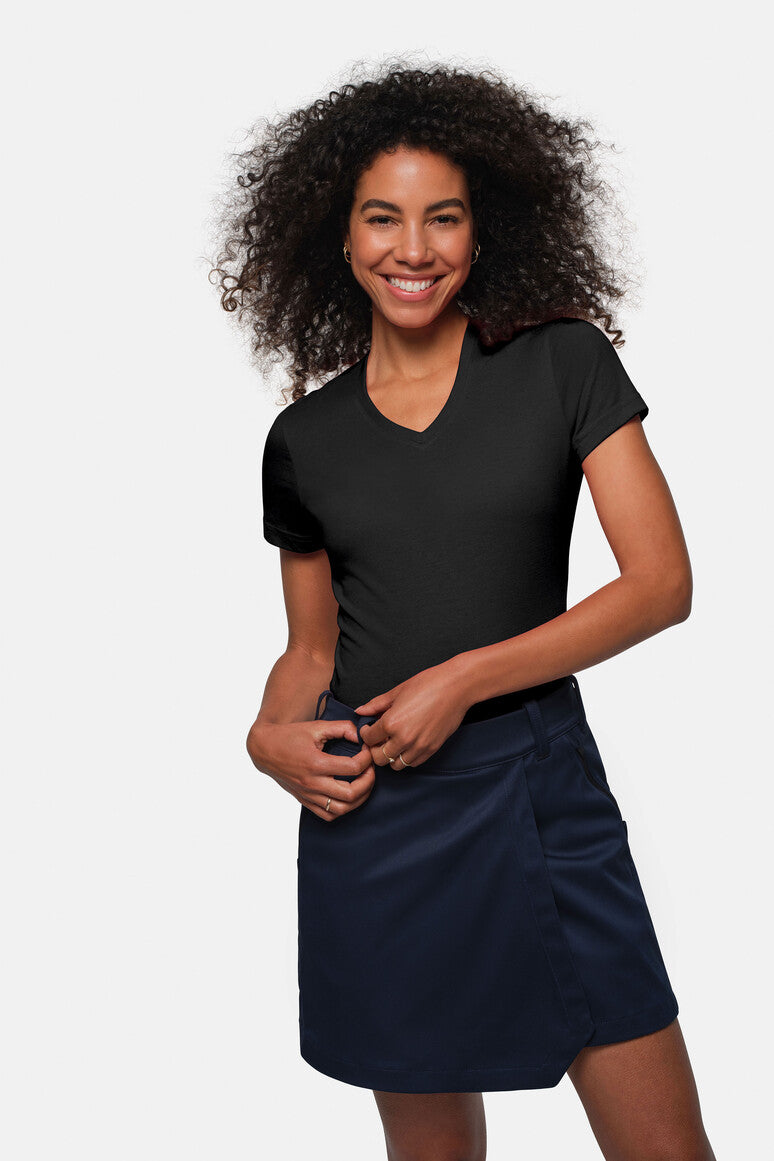 HAKRO Damen V-Shirt Mikralinar® schwarz
