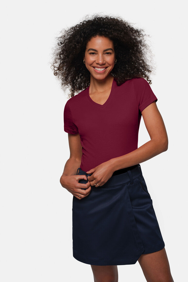 HAKRO Damen V-Shirt Mikralinar® weinrot