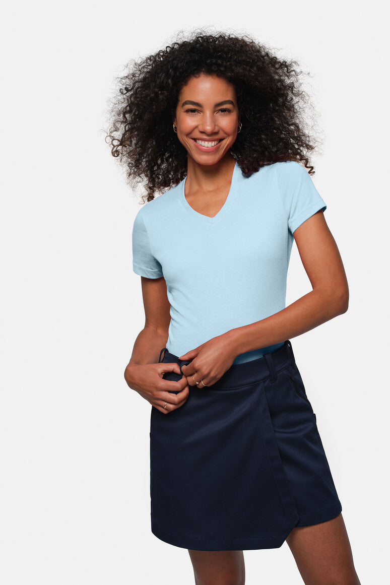 HAKRO Damen V-Shirt Mikralinar® eisblau
