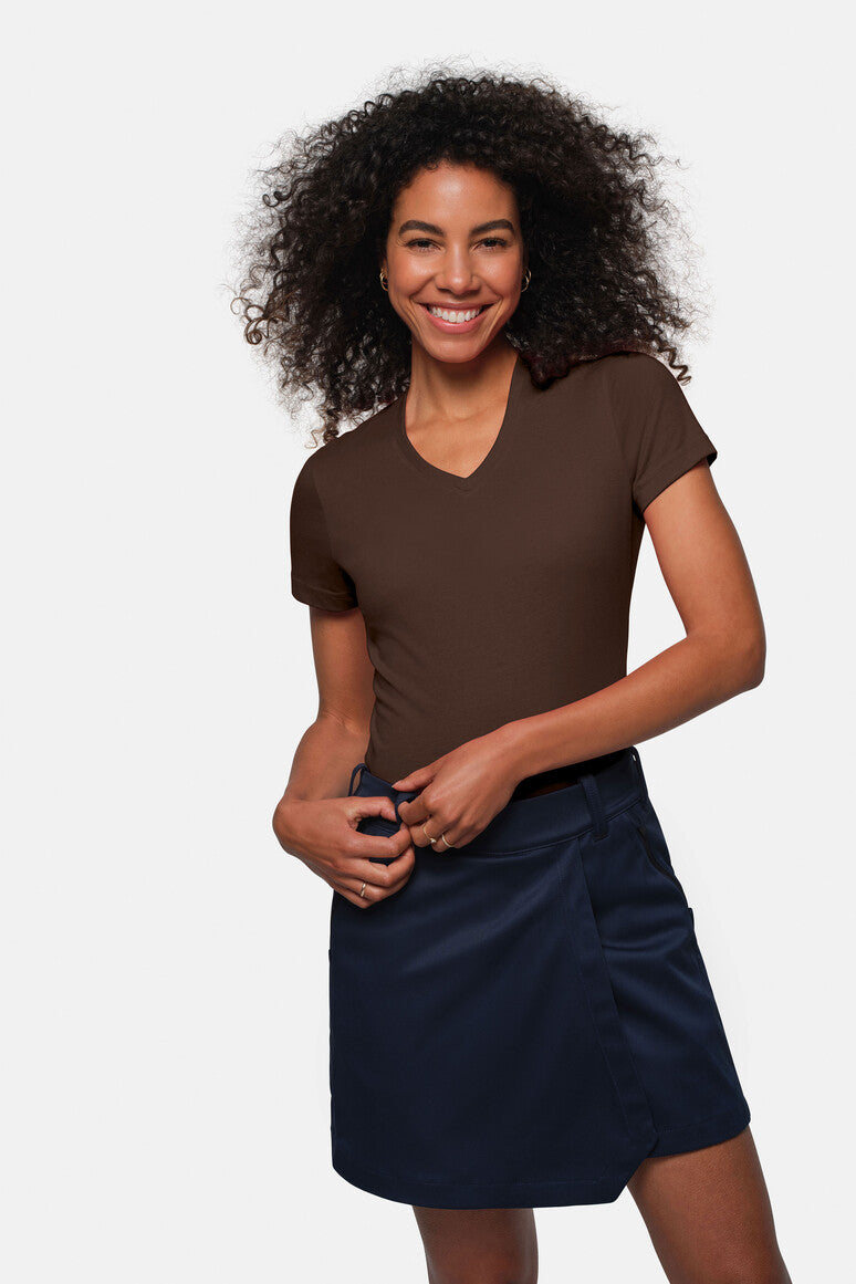 HAKRO Damen V-Shirt Mikralinar® schokolade