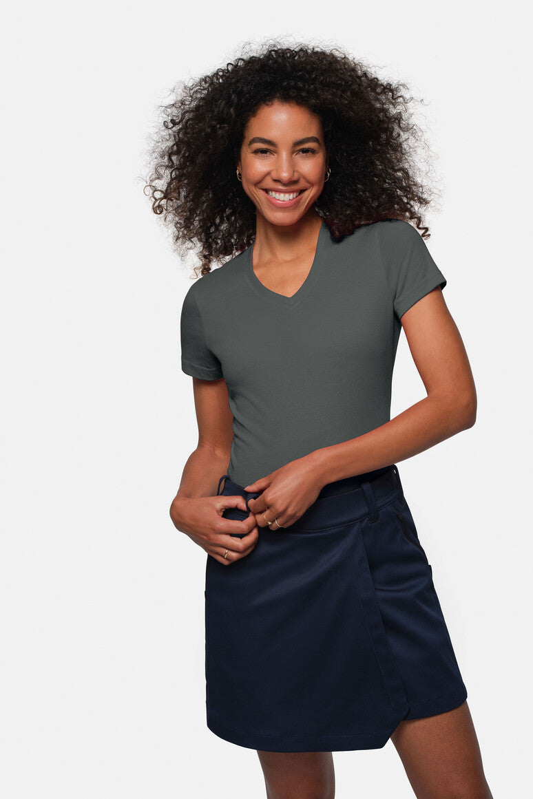 HAKRO Damen V-Shirt Mikralinar® anthrazit