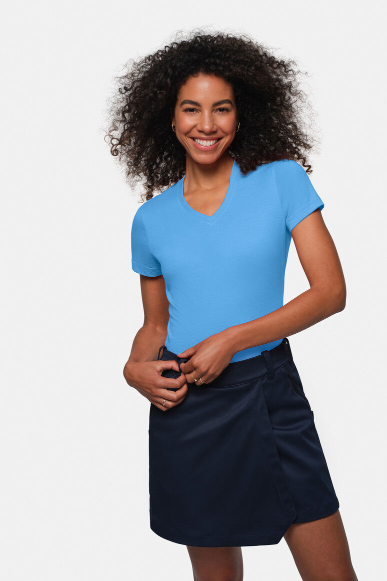 HAKRO Damen V-Shirt Mikralinar® malibublau