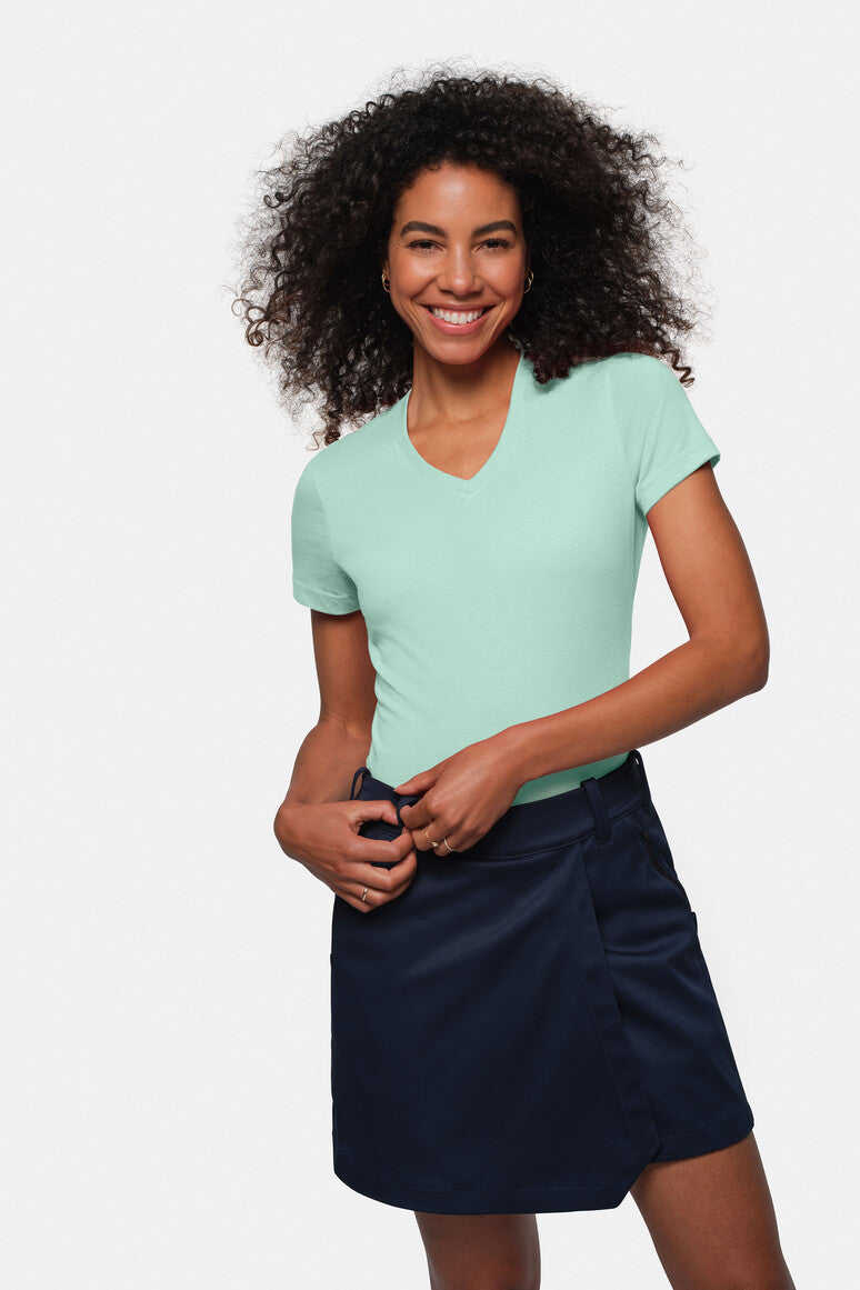 HAKRO Damen V-Shirt Mikralinar® eisgrün