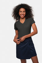 HAKRO Damen V-Shirt Mikralinar® karbongrau