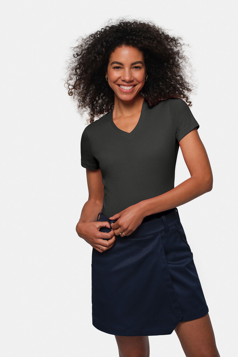 HAKRO Damen V-Shirt Mikralinar® karbongrau
