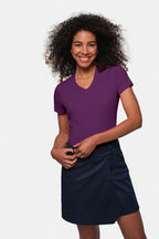 HAKRO Damen V-Shirt Mikralinar® aubergine