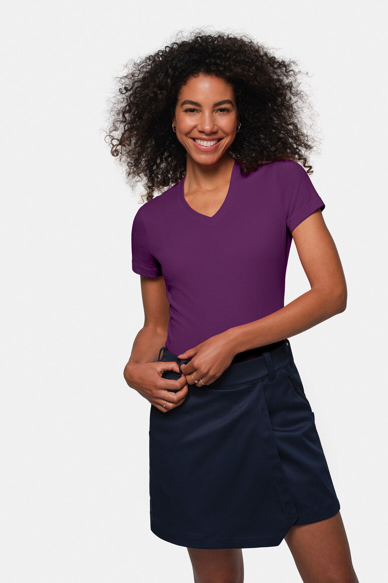 HAKRO Damen V-Shirt Mikralinar® aubergine