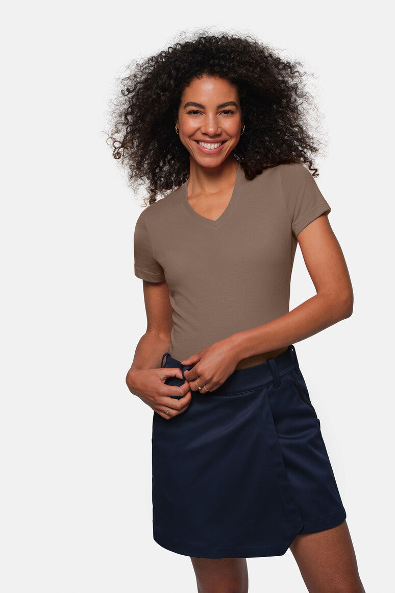 HAKRO Damen V-Shirt Mikralinar® nougat