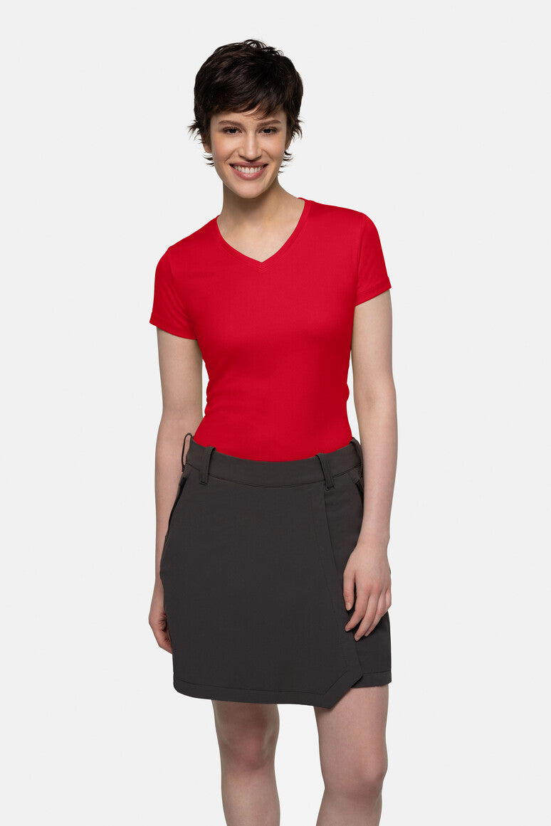 HAKRO Damen V-Shirt COOLMAX® rot