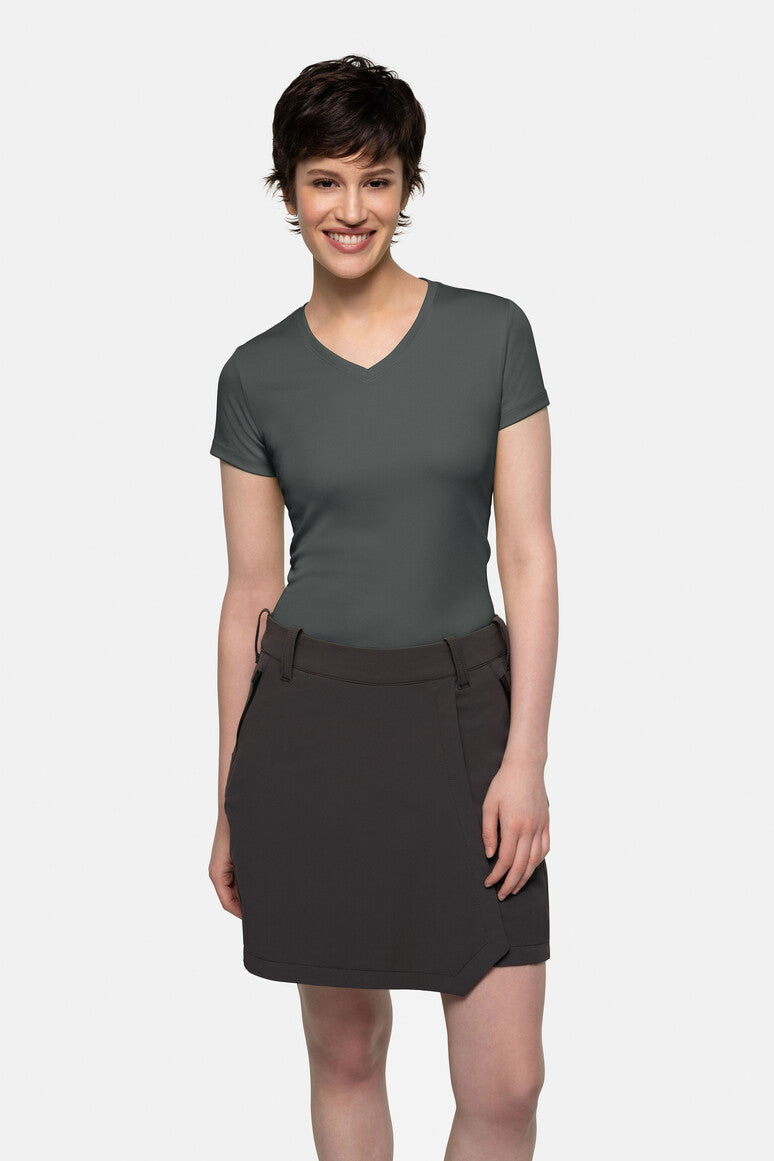 HAKRO Damen V-Shirt COOLMAX® anthrazit