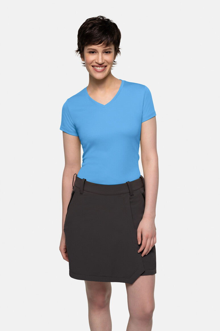 HAKRO Damen V-Shirt COOLMAX® malibublau