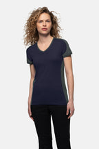 HAKRO Damen V-Shirt Contrast Mikralinar® tinte/anthrazit