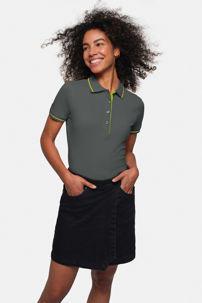 HAKRO Damen Poloshirt Casual anthrazit/kiwi