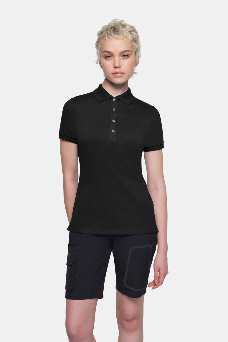 HAKRO Cotton Tec® Damen Poloshirt schwarz