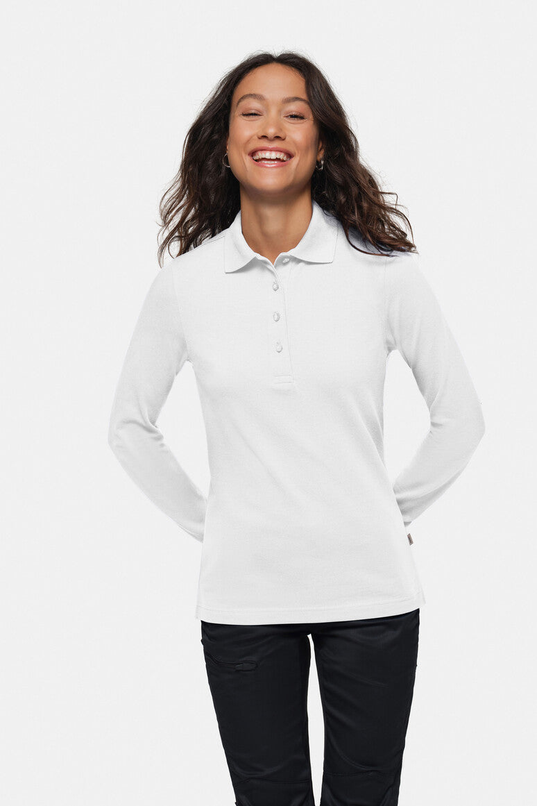HAKRO Damen Longsleeve-Poloshirt Mikralinar® weiß