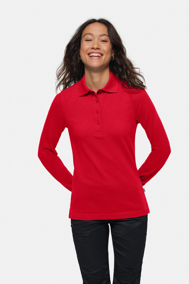 HAKRO Damen Longsleeve-Poloshirt Mikralinar® rot
