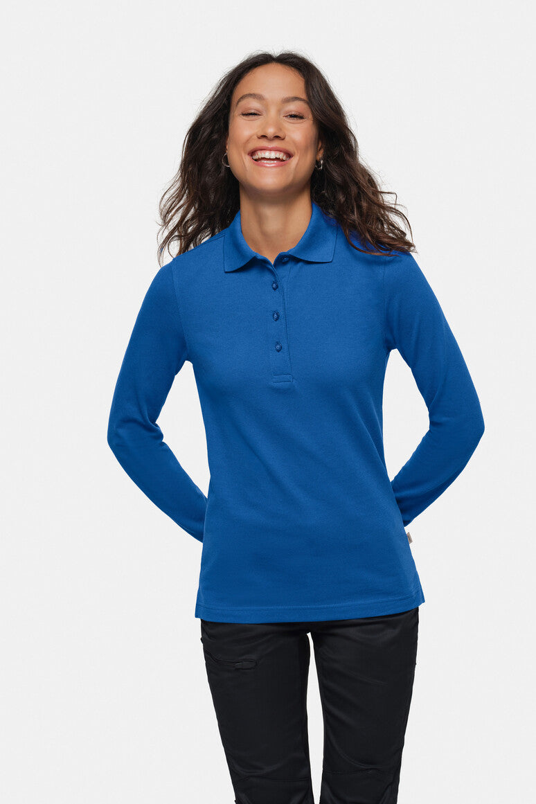 HAKRO Damen Longsleeve-Poloshirt Mikralinar® royalblau