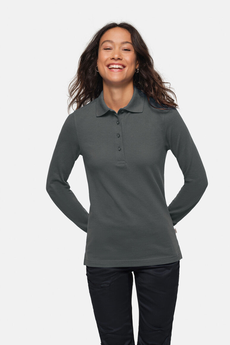 HAKRO Damen Longsleeve-Poloshirt Mikralinar® anthrazit
