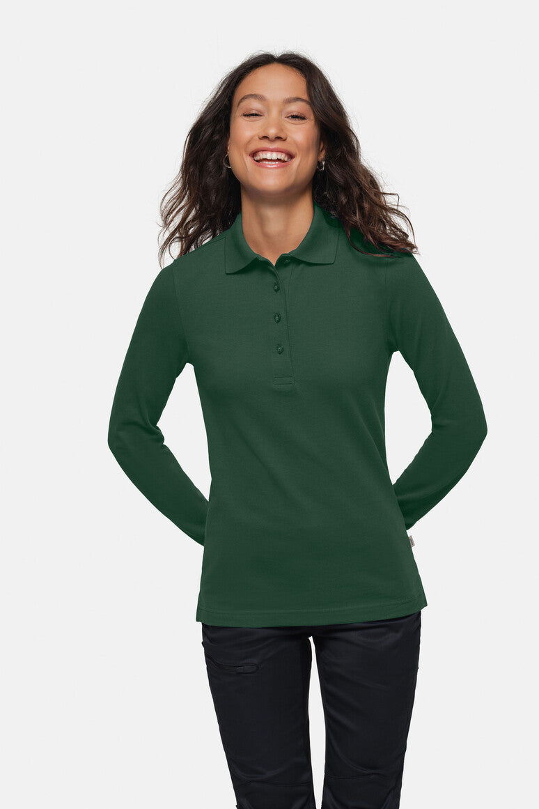 HAKRO Damen Longsleeve-Poloshirt Mikralinar® tanne