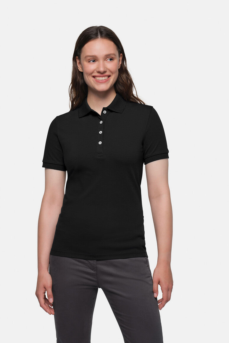 HAKRO Damen Poloshirt Stretch schwarz