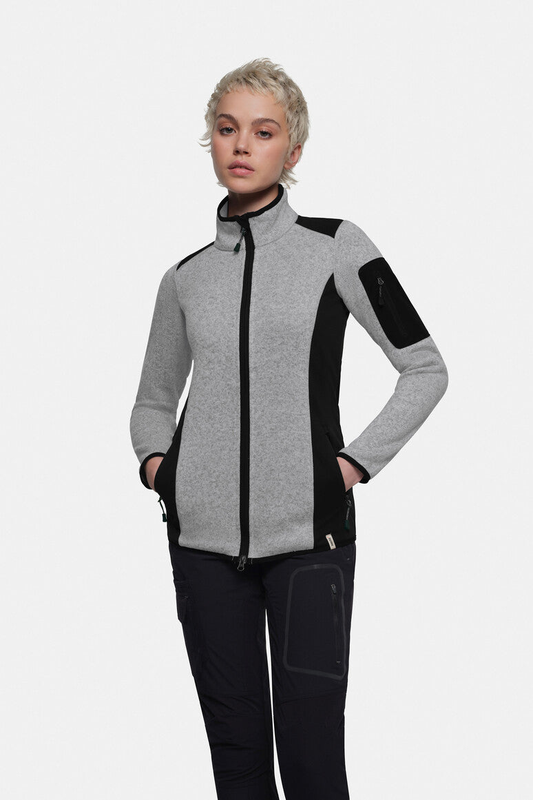 HAKRO Damen Strickfleecejacke Churchill grau meliert