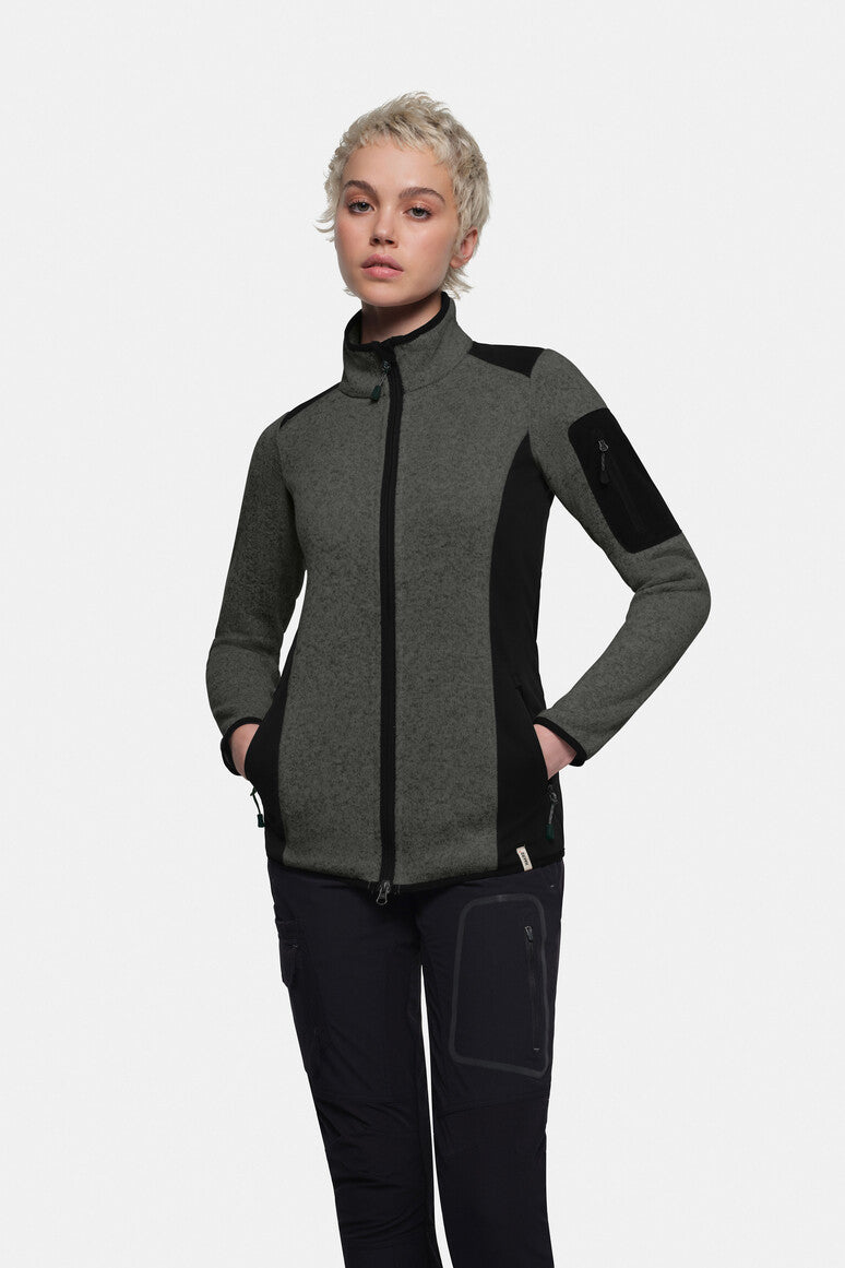 HAKRO Damen Strickfleecejacke Churchill anthrazit meliert