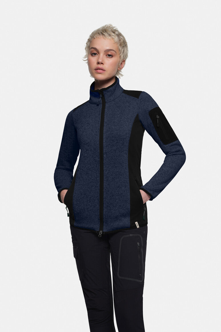 HAKRO Damen Strickfleecejacke Churchill marine meliert