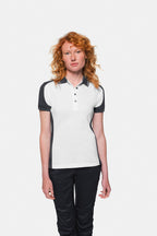 HAKRO Damen Poloshirt Contrast Mikralinar® weiß/anthrazit