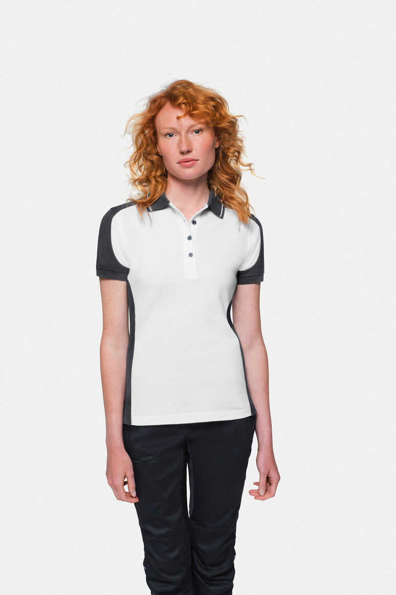 HAKRO Damen Poloshirt Contrast Mikralinar® weiß/anthrazit