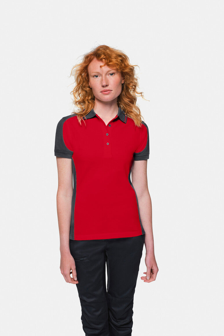 HAKRO Damen Poloshirt Contrast Mikralinar® rot/anthrazit