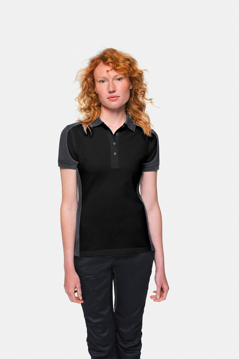 HAKRO Damen Poloshirt Contrast Mikralinar® schwarz/anthrazit