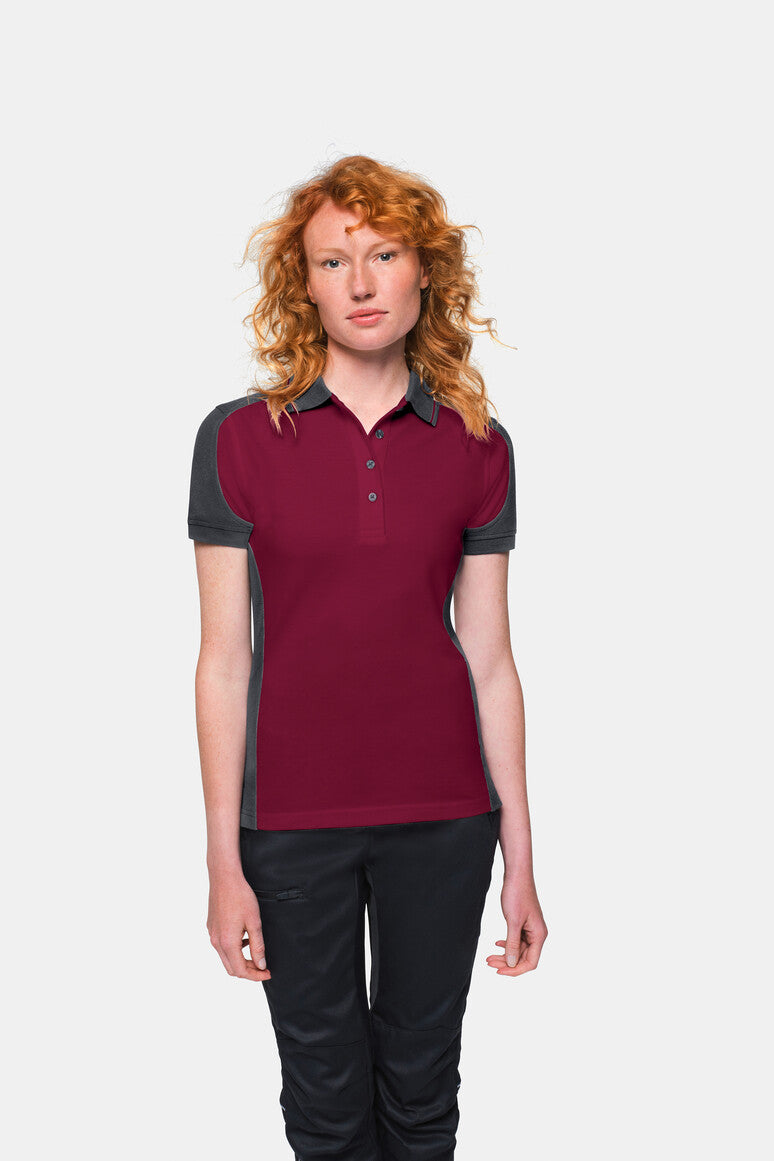 HAKRO Damen Poloshirt Contrast Mikralinar® weinrot/anthrazit