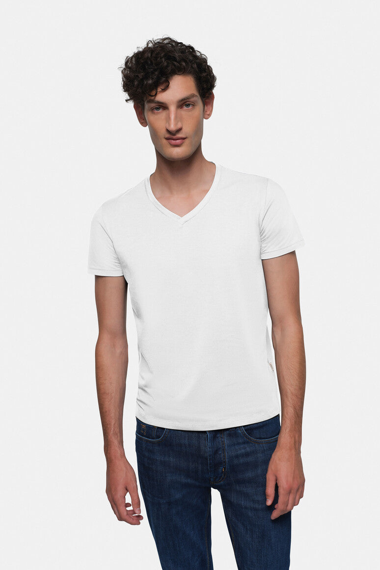 HAKRO V-Shirt Stretch weiß